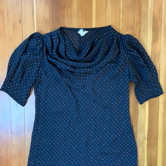 80s sheer patterned office dress so cute 7/8 - Picture 2 of 4